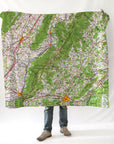 Charlottesville, VA Topo Map Blanket