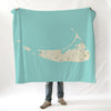 Nantucket MA Modern Wave-Style Map Blanket