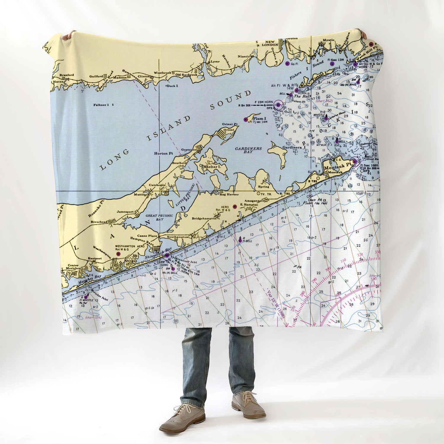 Jamesport, NY Nautical Chart Blanket