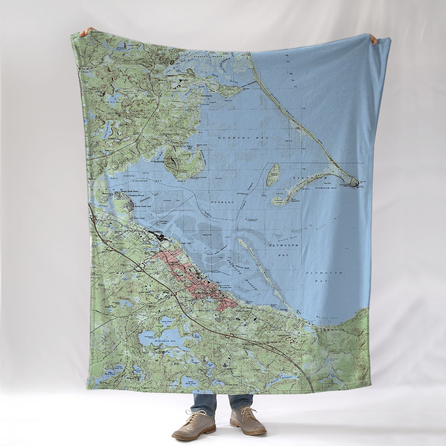 Duxbury MA Topo Map Blanket