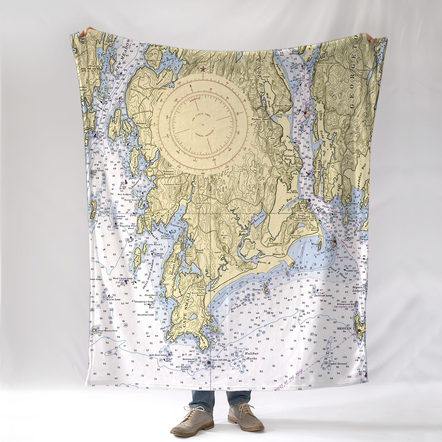 Hermit Island Nautical Chart Blanket