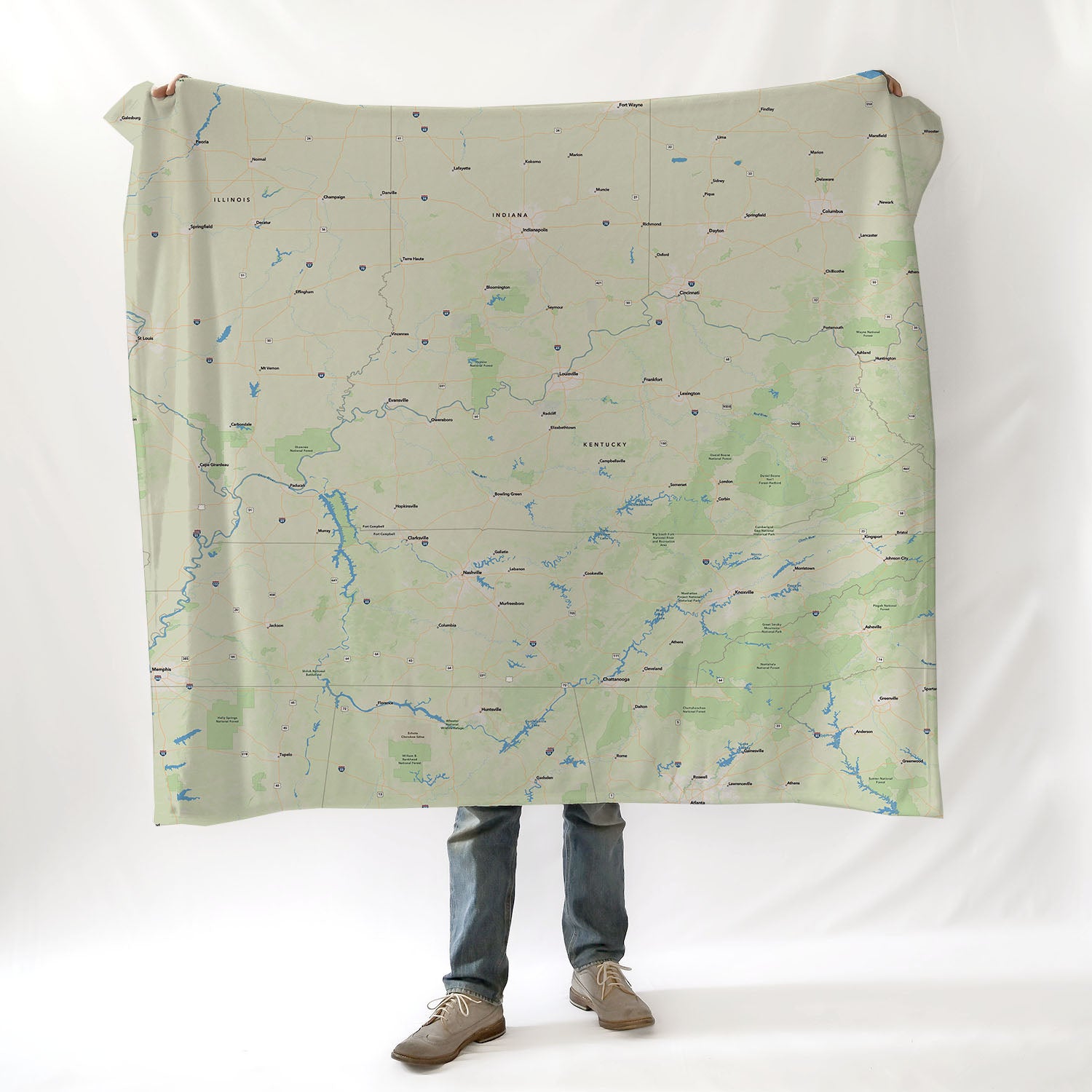 Kentucky State Map National Geographic Blanket