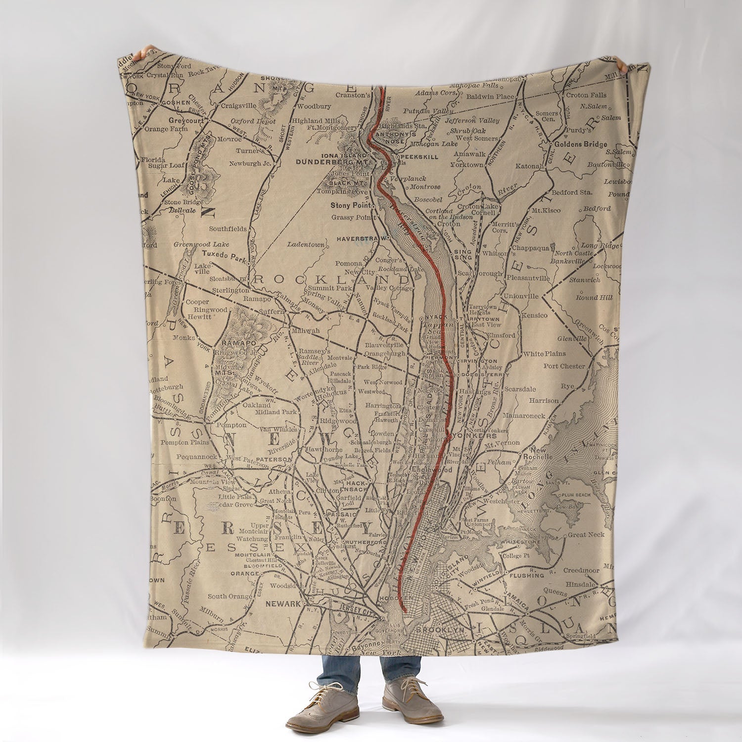 Stony Point to Kings antique map Blanket