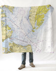 Chesapeake Bay Entrance VA Nautical Chart Blanket