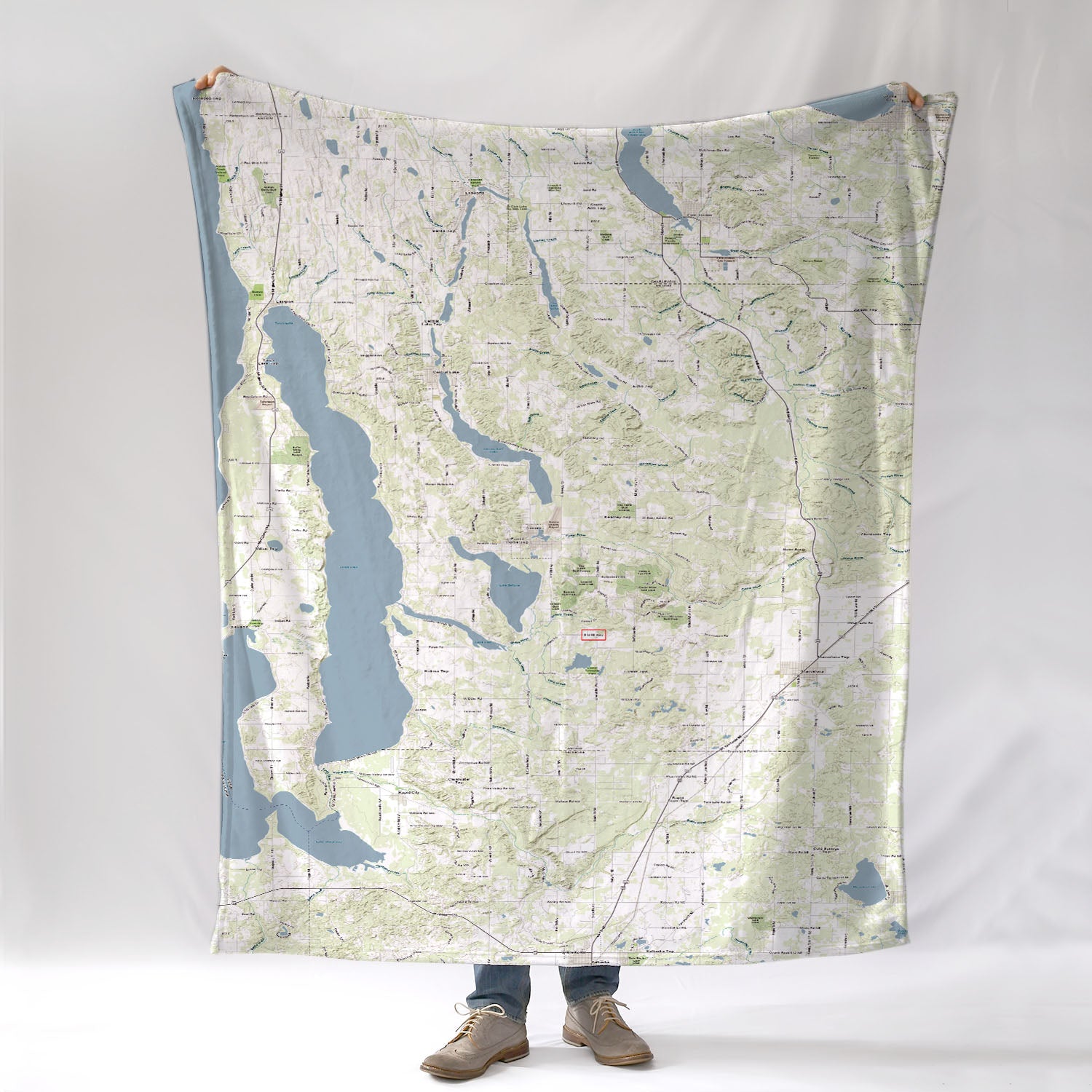 Chain O' Lakes MI Topographic Map Blanket