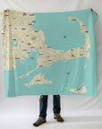 Cape Cod and the Islands MA Modern Wave Map Blanket