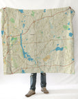 Shrewsbury MA Charted Territory Map Blanket