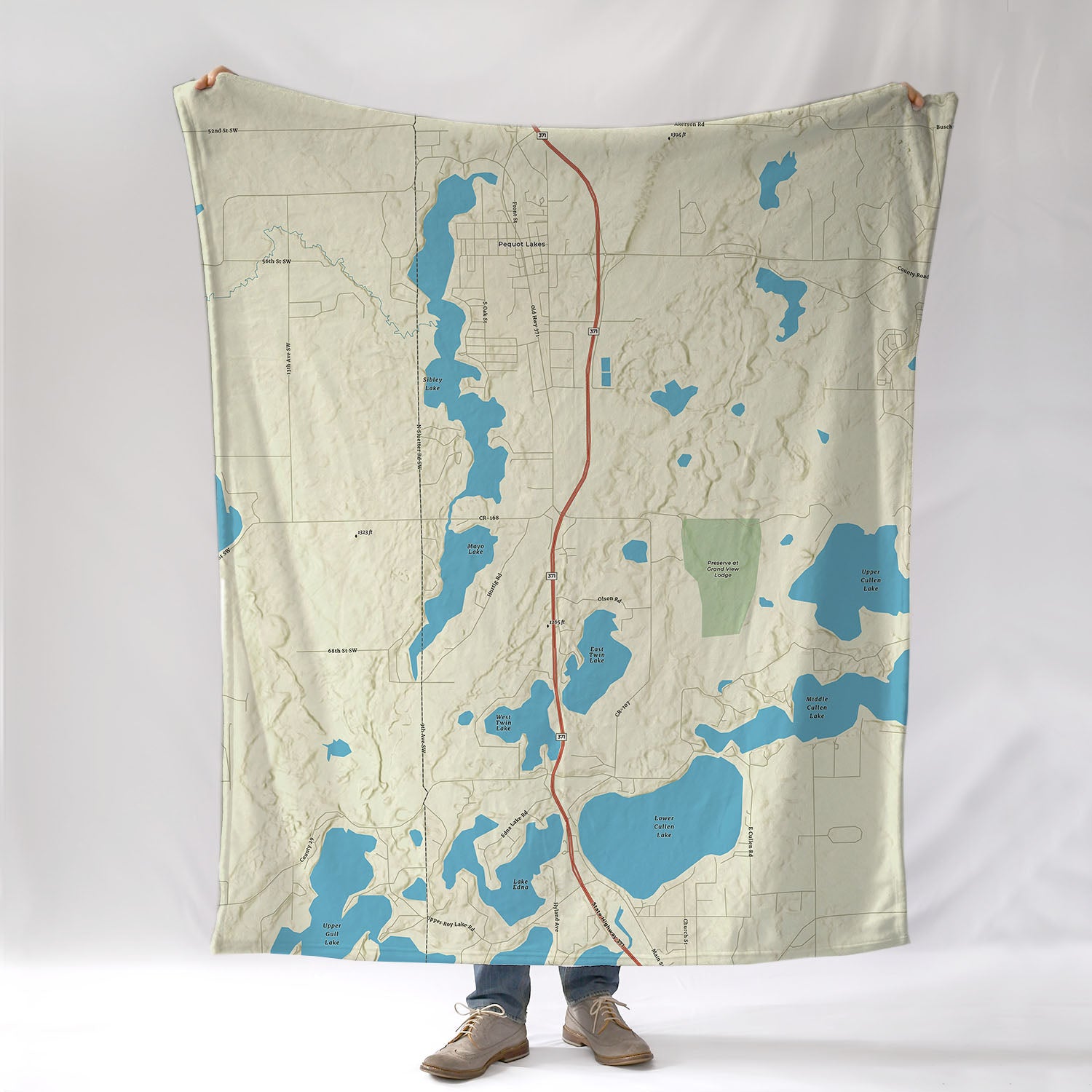 Sibley Lake /Pequot Lakes MN Charted Territory Blanket