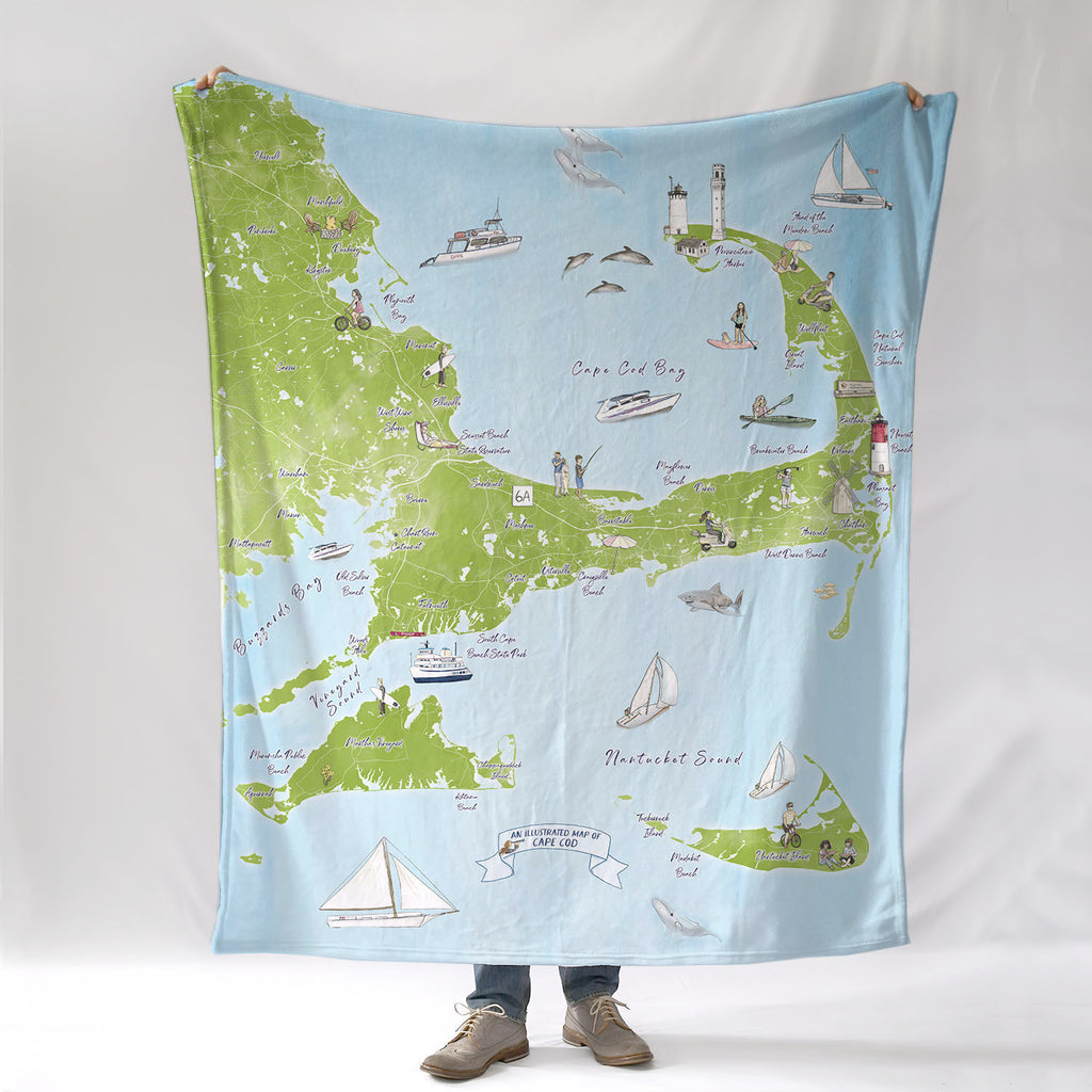 Cape Cod and the Islands Illustrated Map Blanket