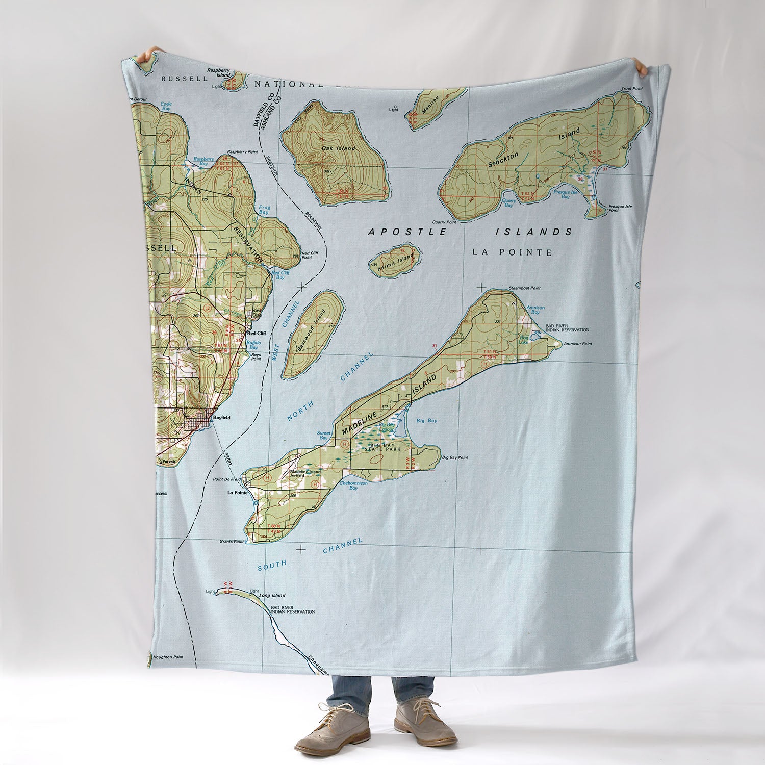 Madeline Island WI topo Blanket