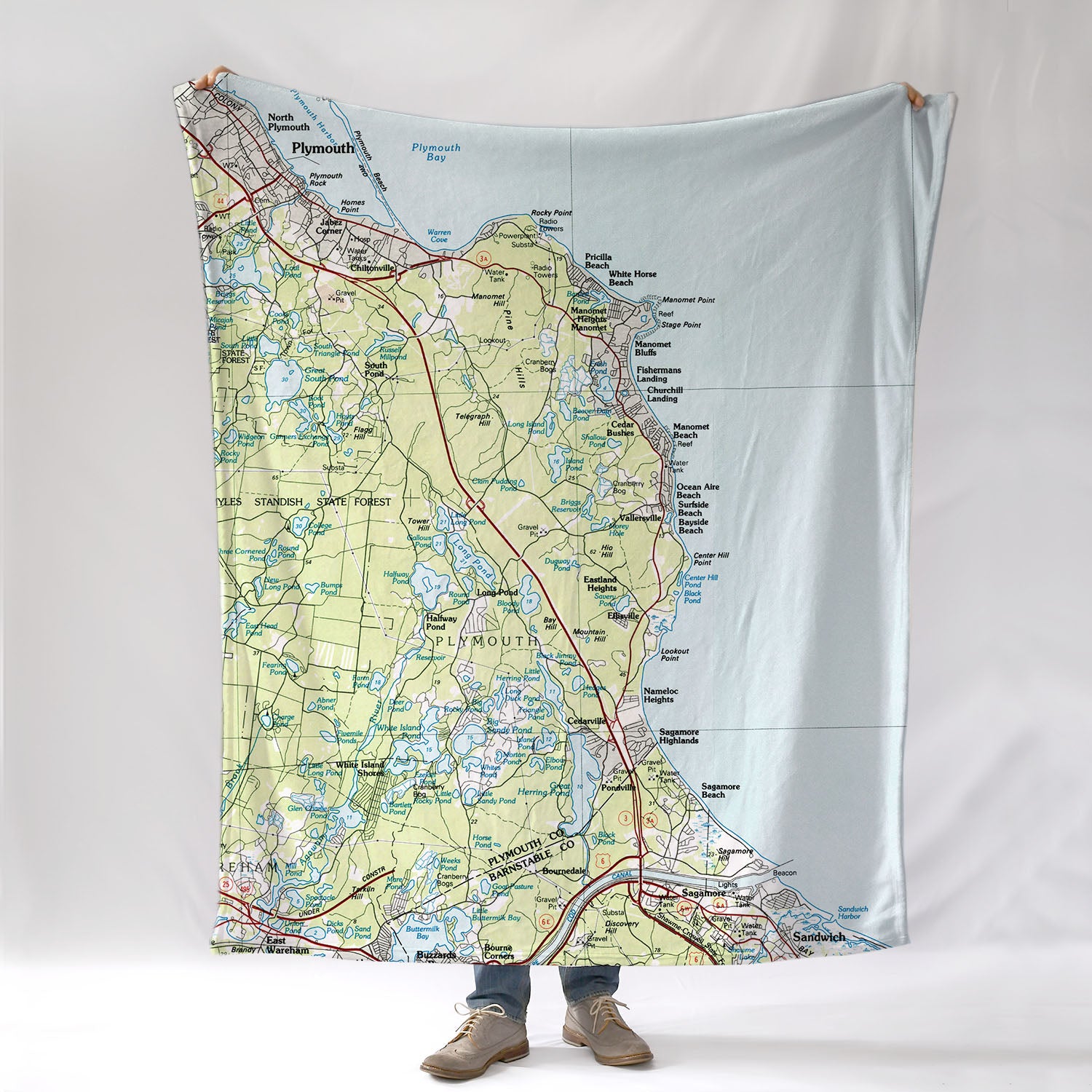 Manomet to Dennis, MA Topo Map Blanket