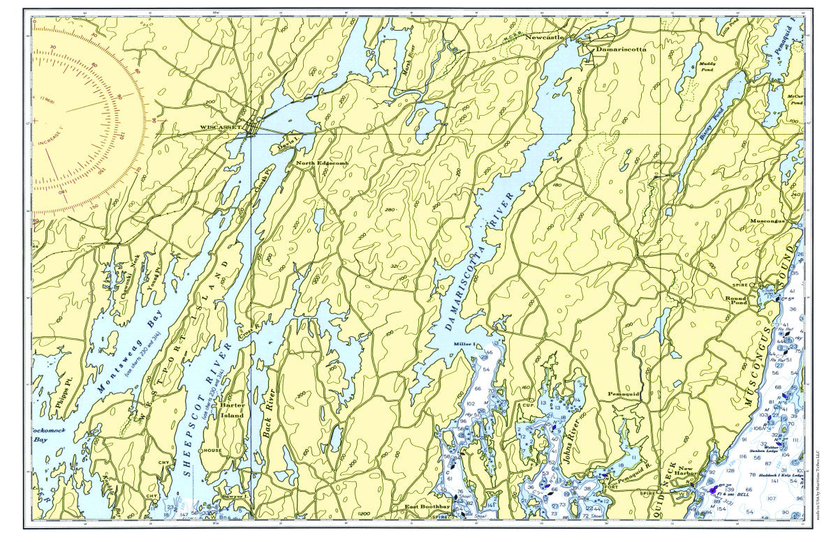 Damariscotta, ME Nautical Chart Placemat