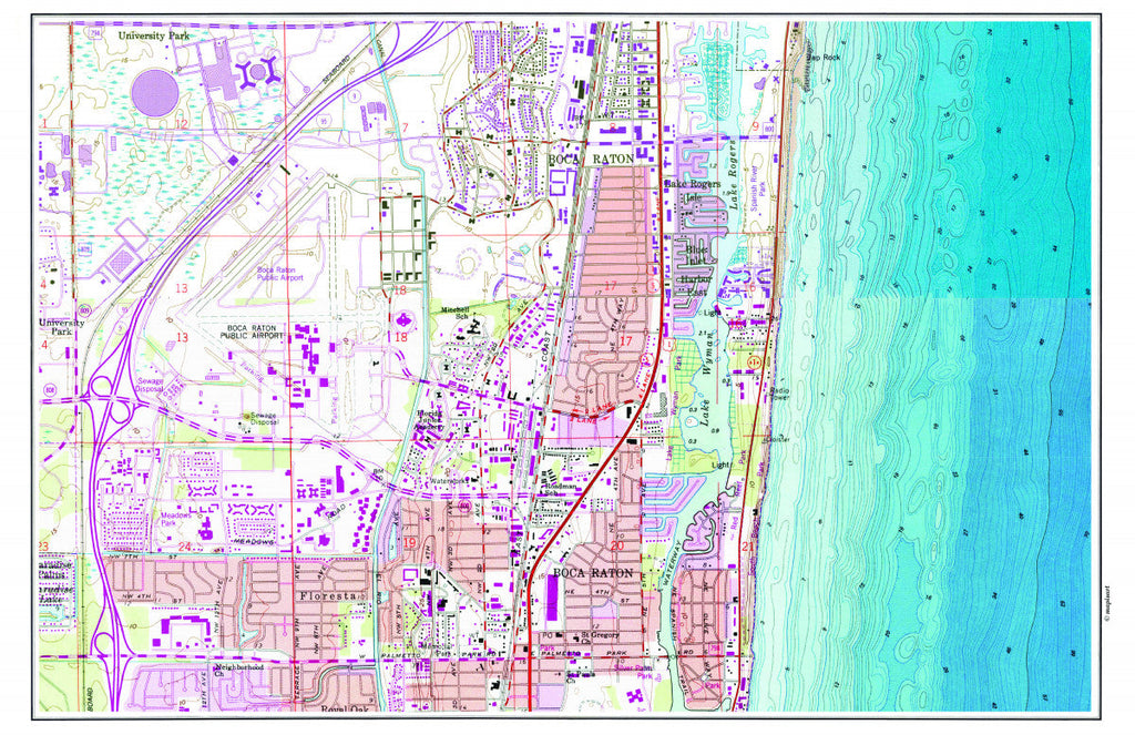 Boca Raton, Florida Topographical Chart Placemat