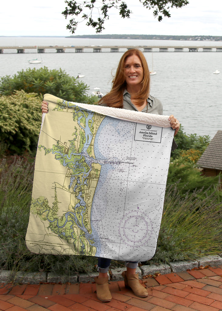 Amelia Island, FL.Nautical Chart Blanket