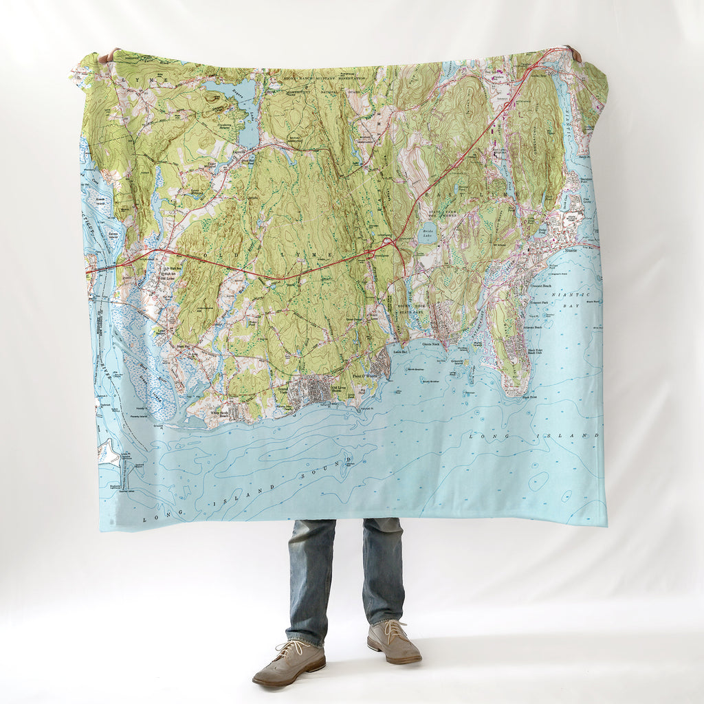 Old Lyme to Niantic Vintage Topo Map Blanket