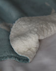 Close-up of sherpa fleece baby blanket with a focus on the edge.
