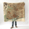 Barcelona, España, Vintage Antique Map, c. 1915 Blanket | Barcelona Spain Decor