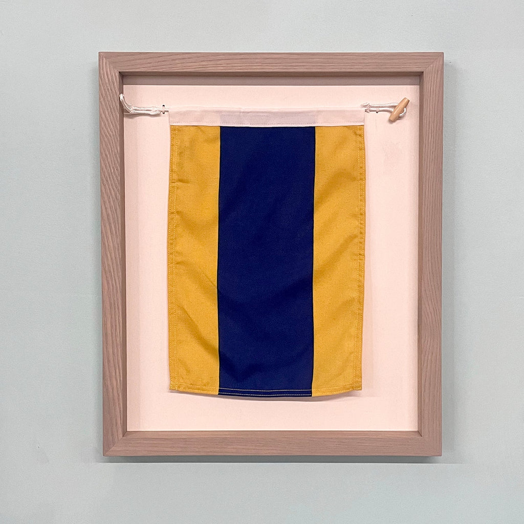 "D" Nautical Flag in Glass-Free Shadow Box Frame
