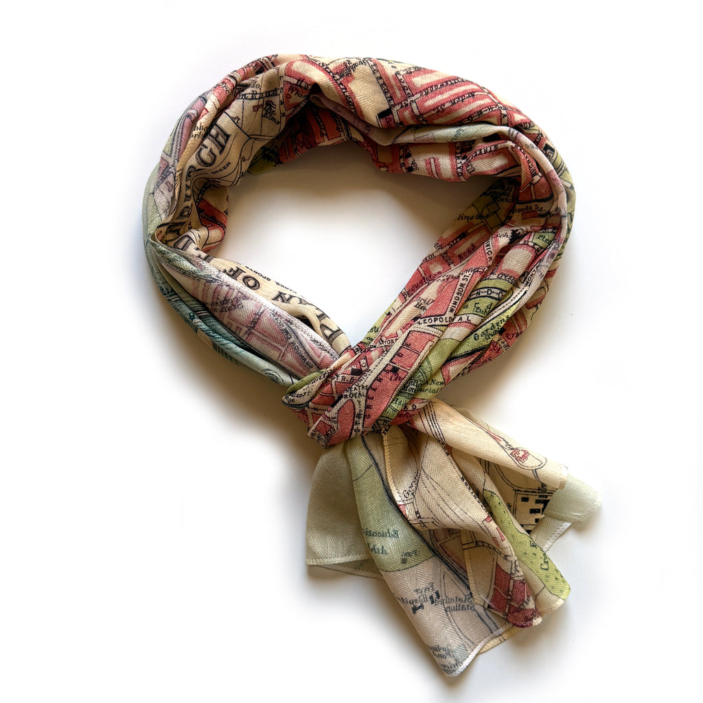 Edinburgh, Scotland Vintage City Map Scarf