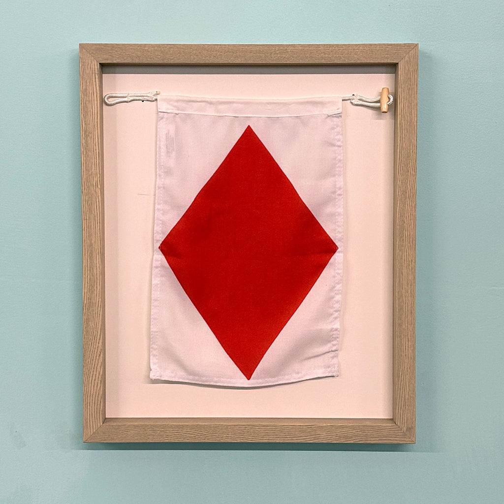 "F" Nautical Flag in Glass-Free Shadow Box Frame