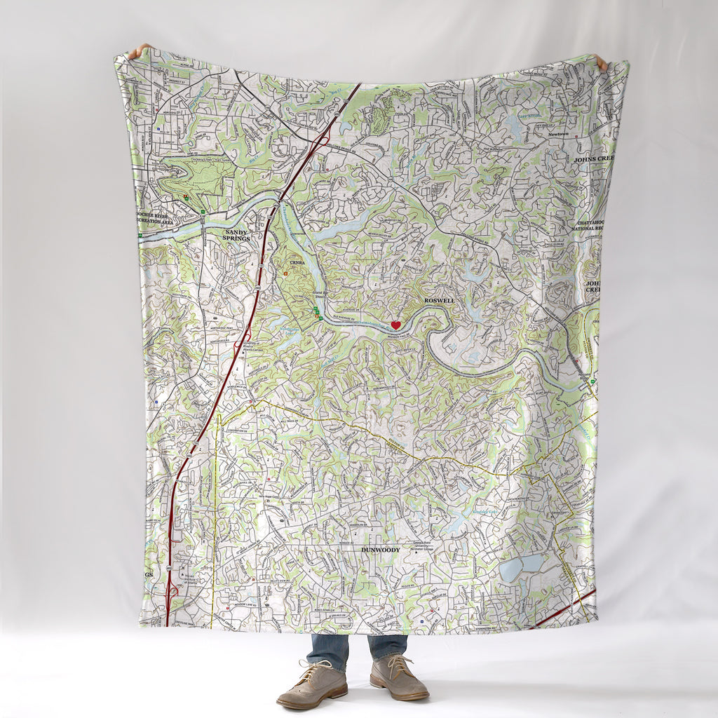 Personalized Map Blanket, with heart