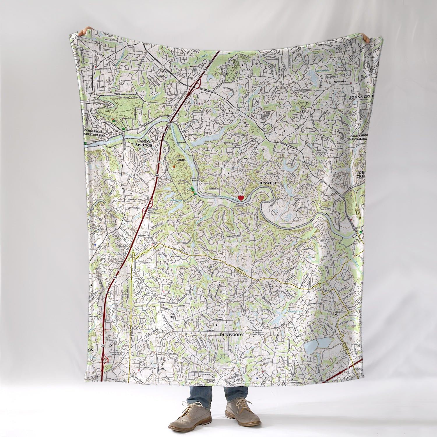 Personalized Map Blanket, with heart