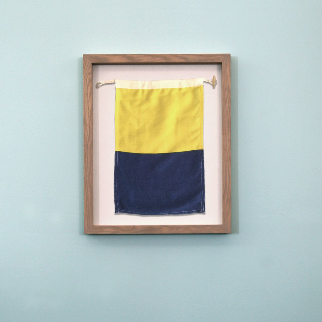 "K" Nautical Flag in Glass-Free Shadow Box Frame