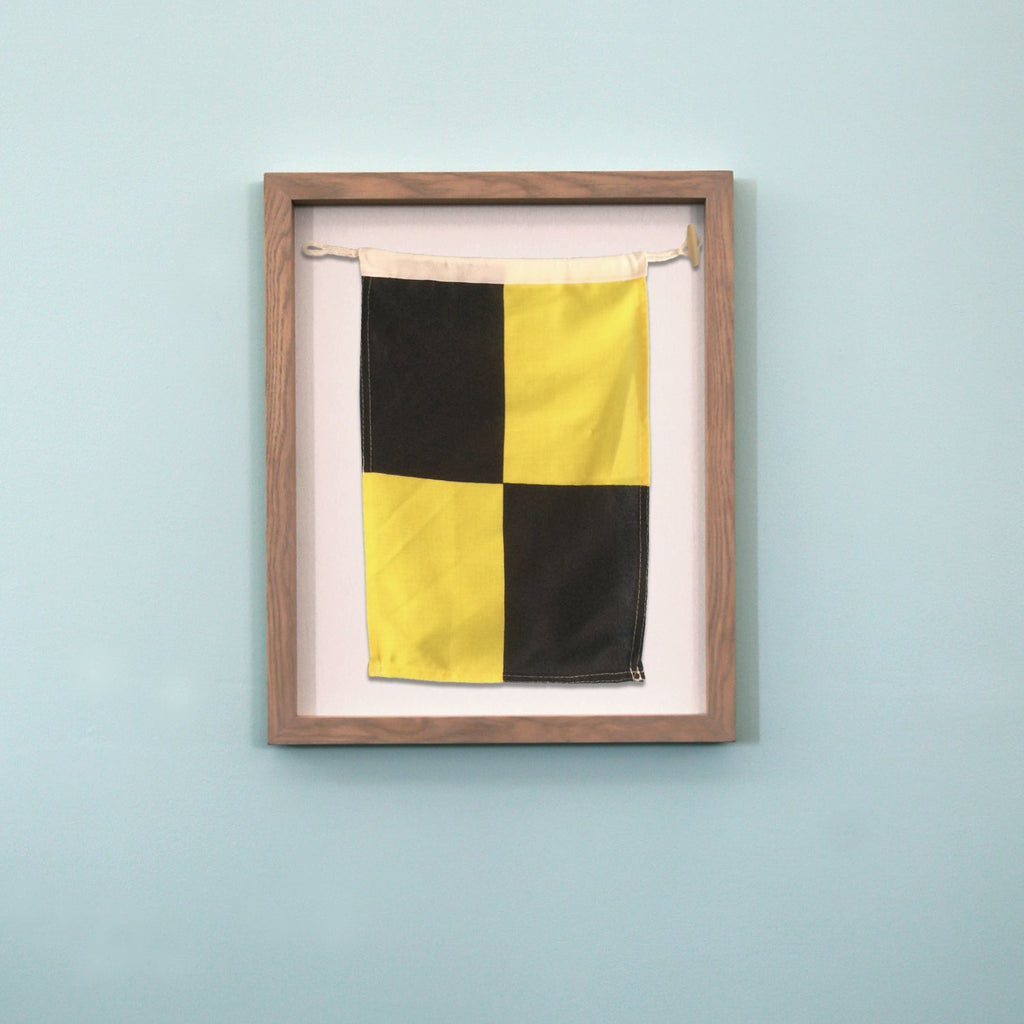 "L" Nautical Flag in Glass-Free Shadow Box Frame