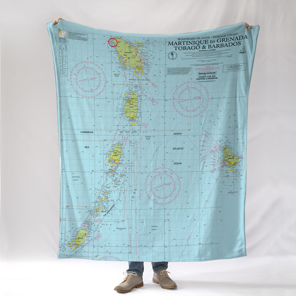 Martinique to Grenada Chart Blanket (St. Lucia, Barbados, Saint Vincent & the Grenadines)