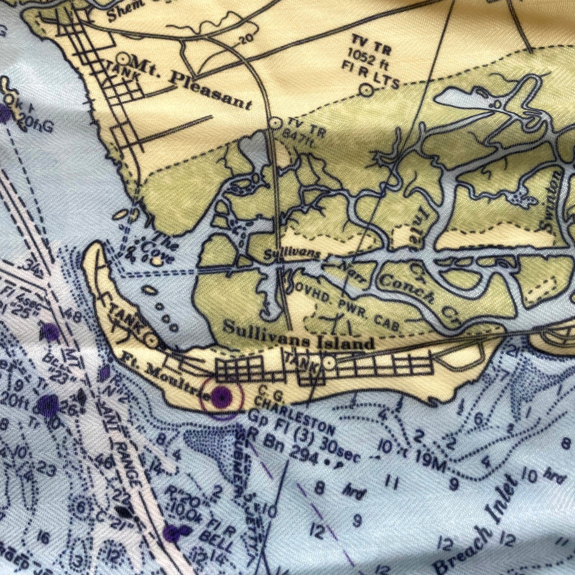 Charleston, SC  Nautical Chart Scarf