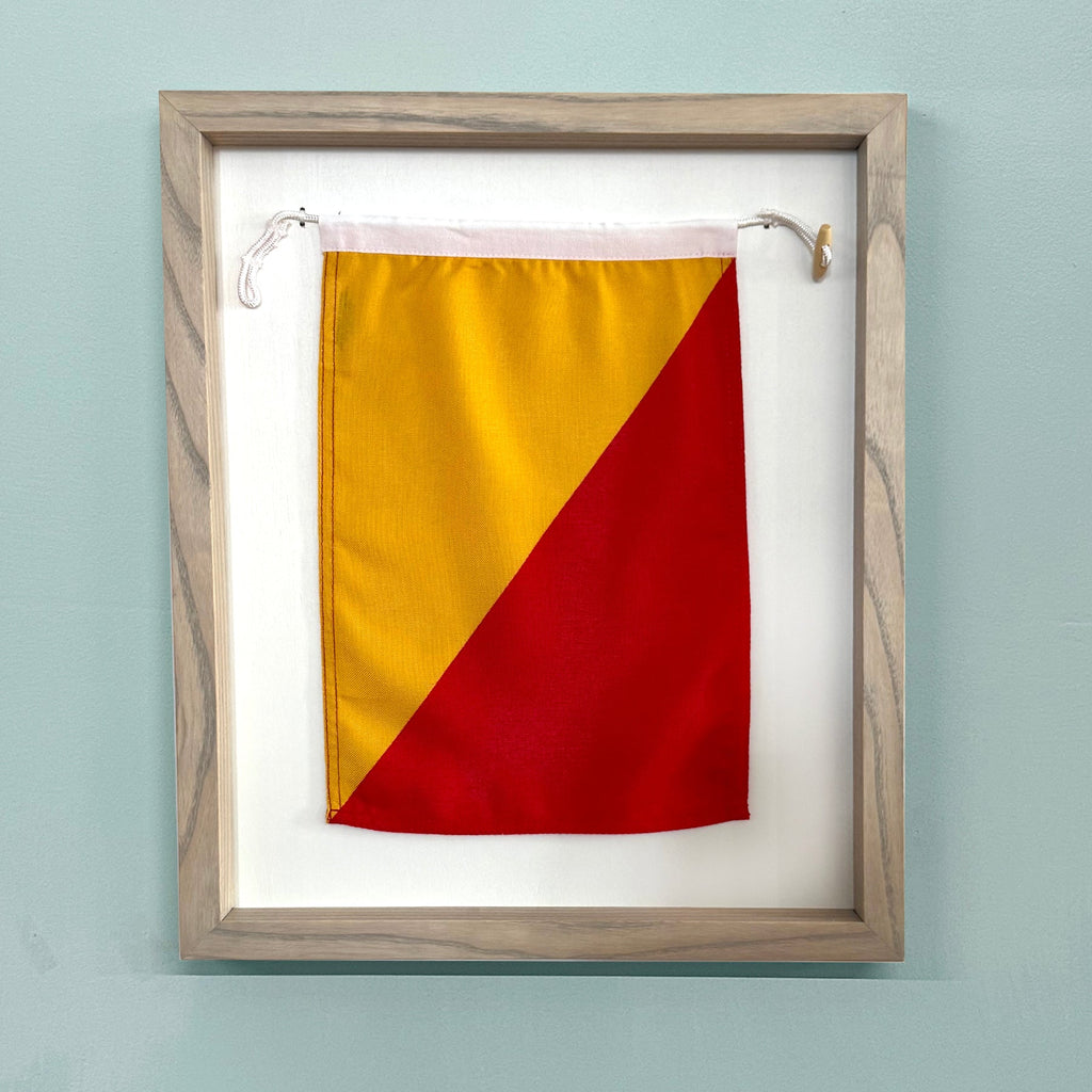 "O" Nautical Flag in Glass-Free Shadow Box Frame
