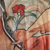 Artistic depiction of hands reaching towards a floral design with abstract elements.