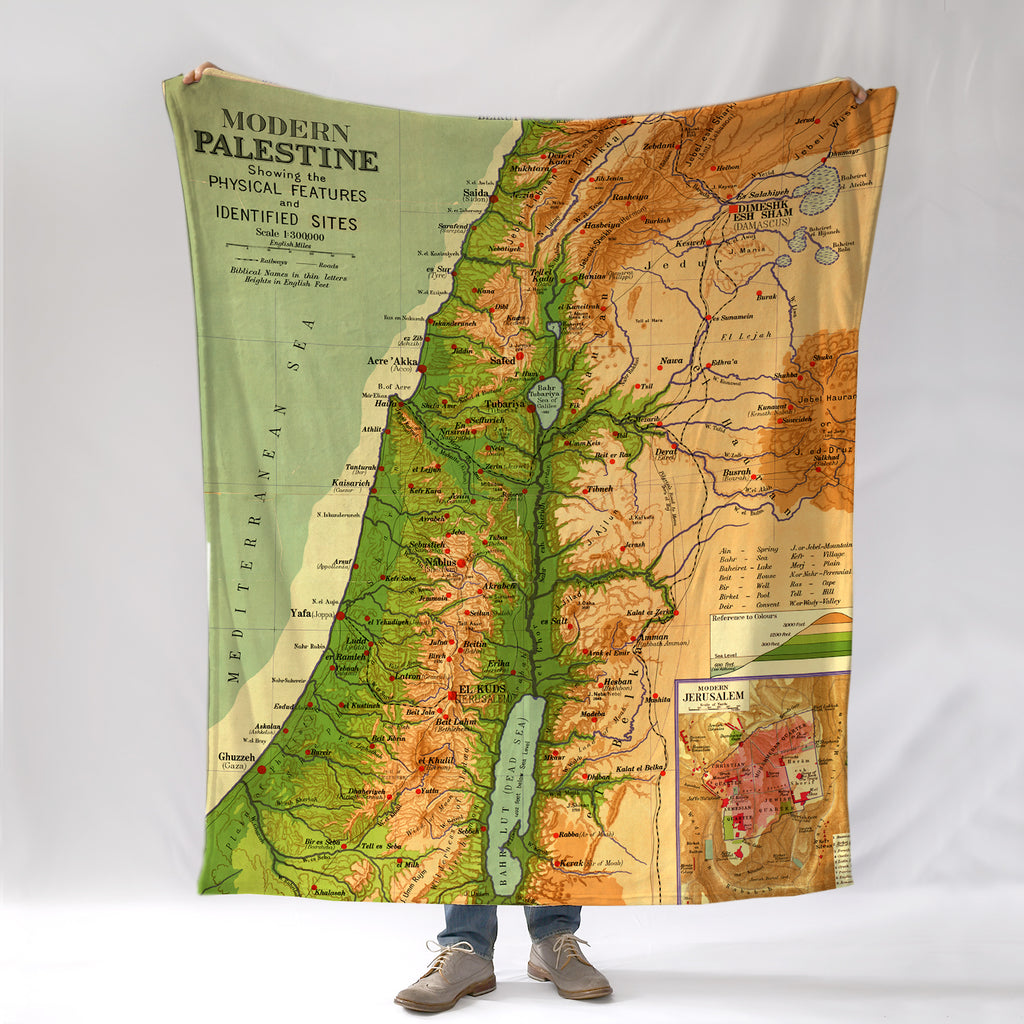 Palestine Vintage (c. 1915) Map Blanket