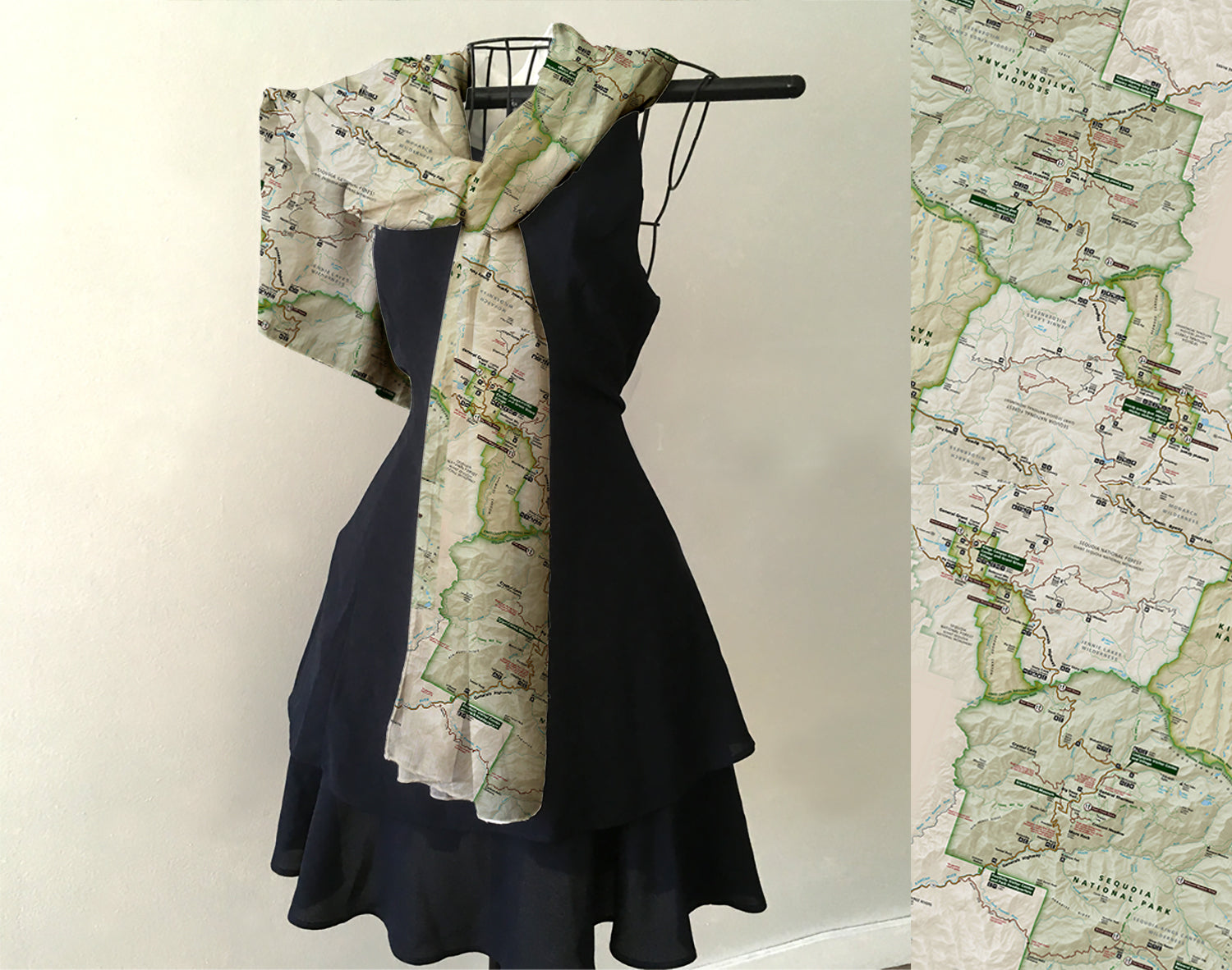 Sequoia National Park Map Scarf – 3-Season Lightweight Wrap – Official Park Map