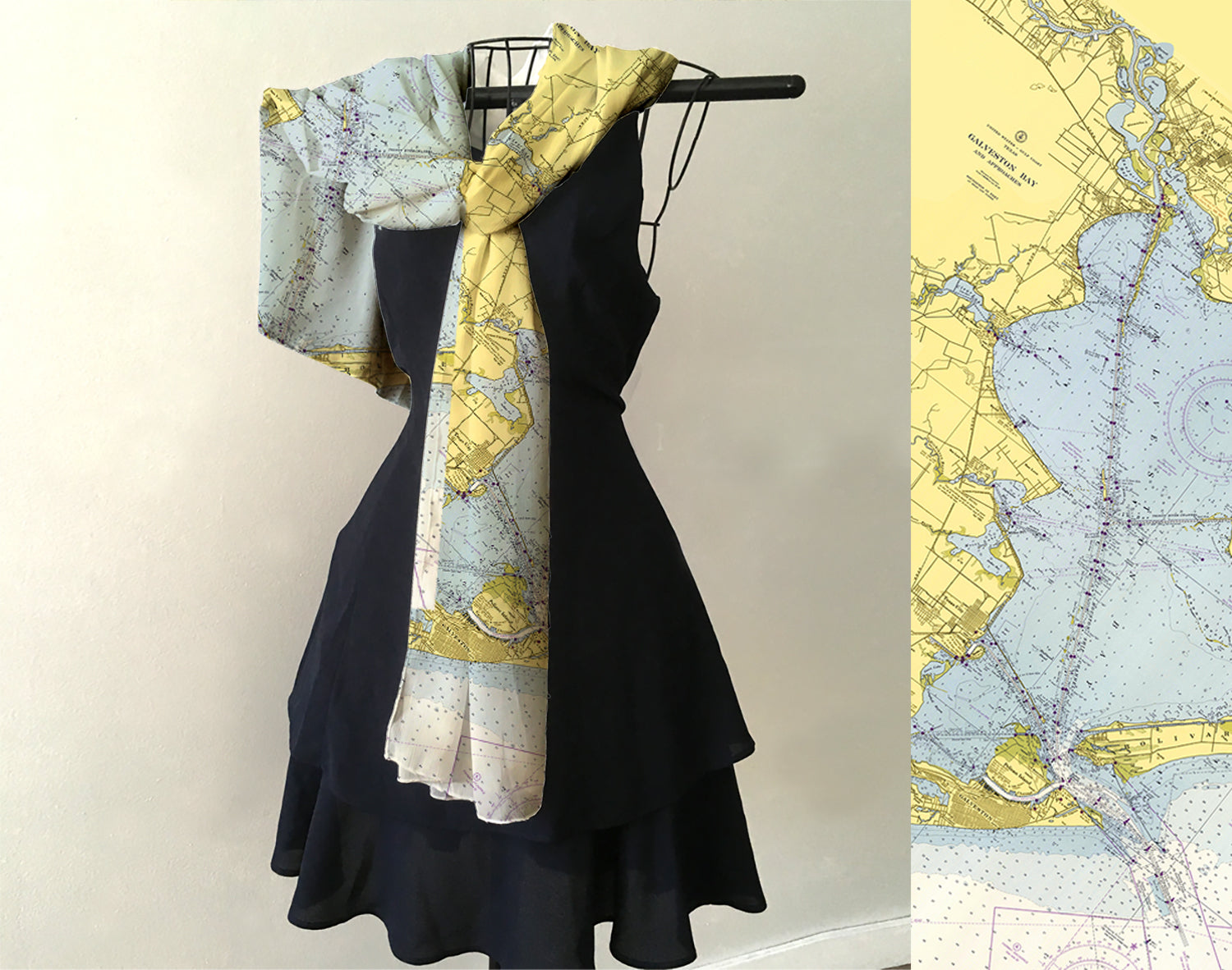 Houston / Galveston Nautical Chart Scarf