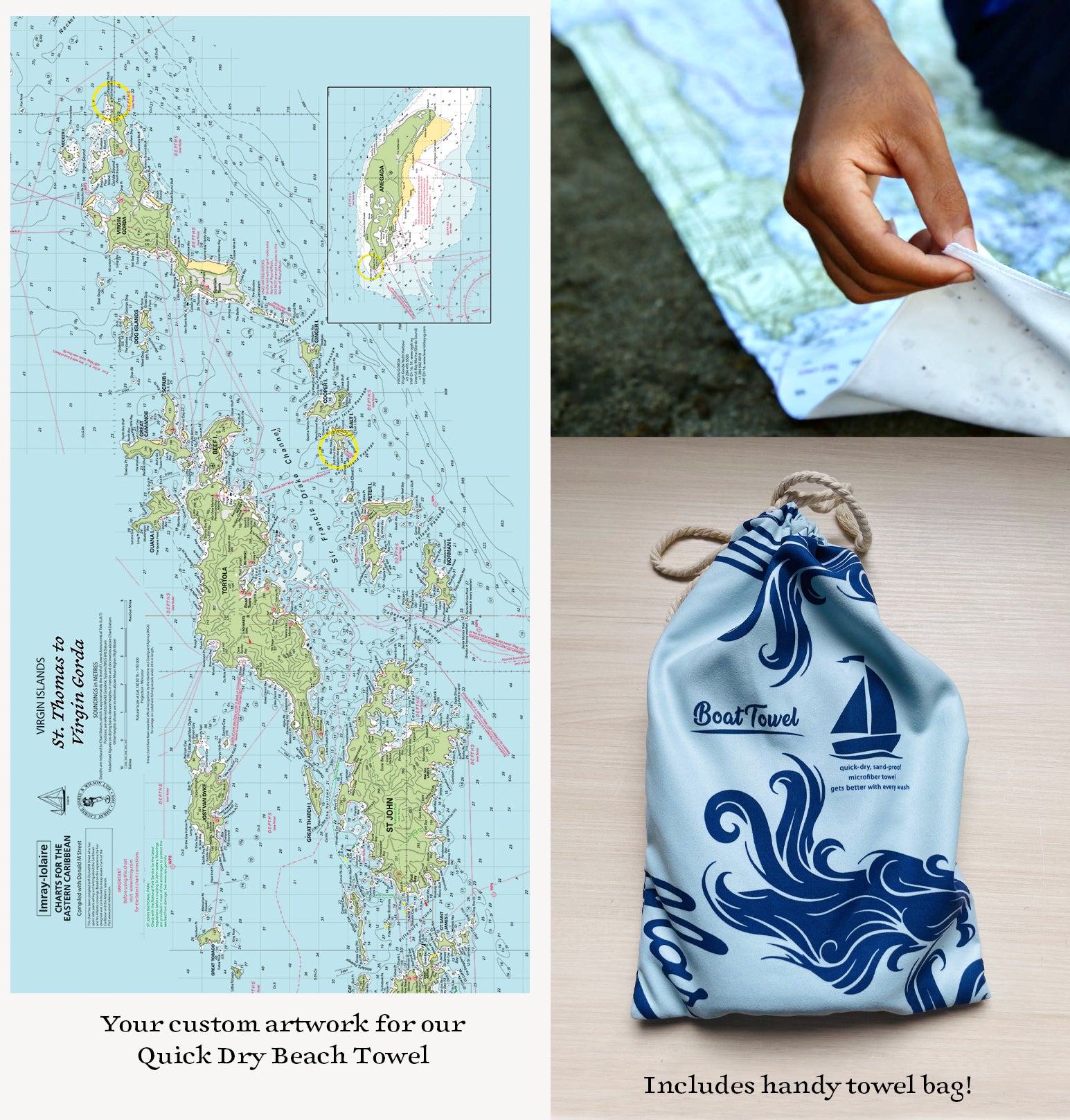 British Virgin Islands Imray Chart Sport Towel
