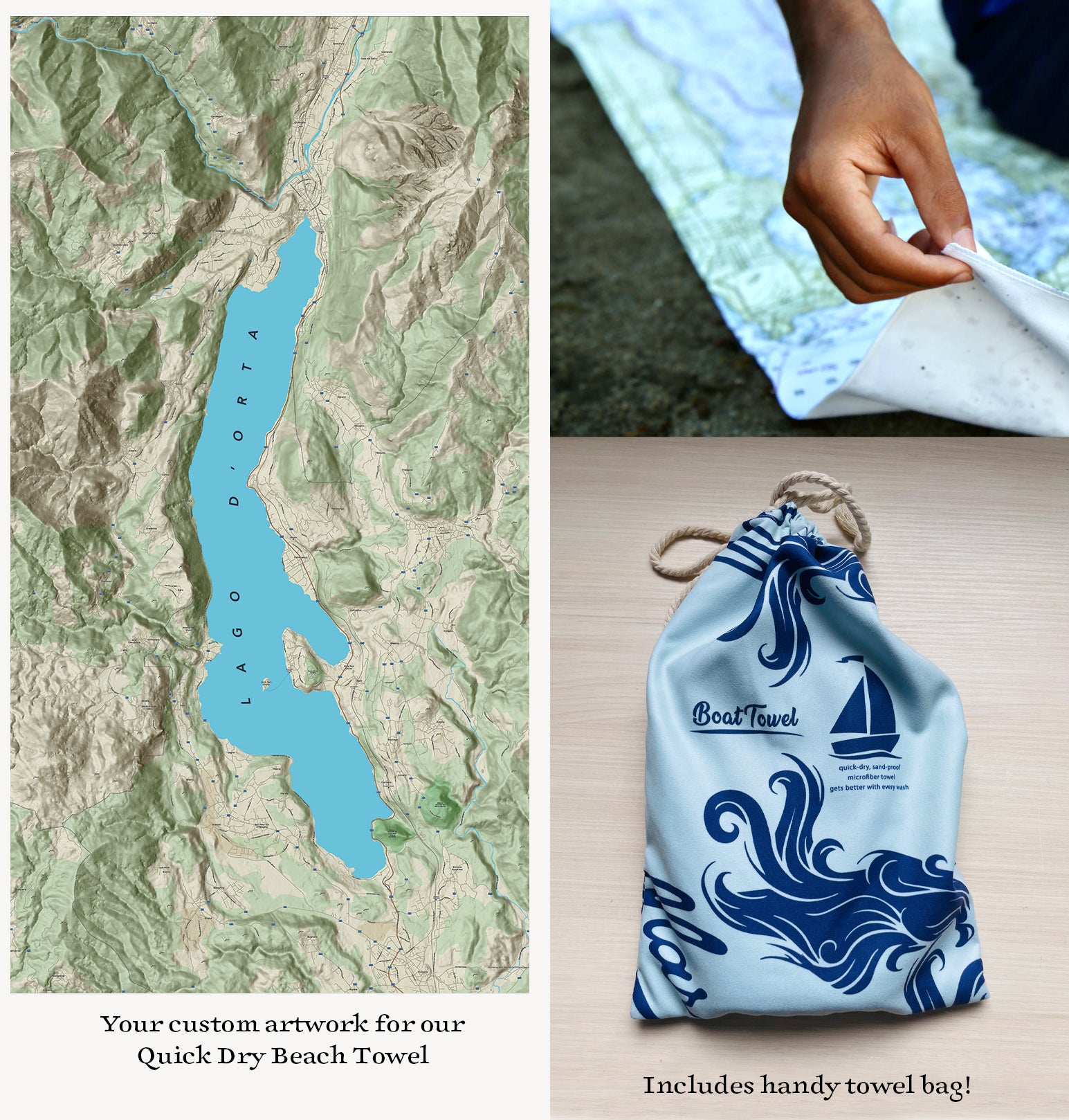 Lake Orta, Italy Map Sport Towel