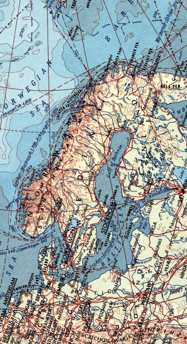 Scandinavian (Sweden, Norway, Denmark and Finland) Vintage Map Neck Gaiter