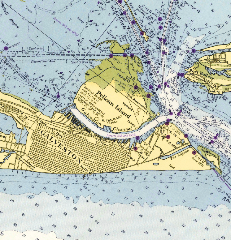 Houston / Galveston Nautical Chart Scarf