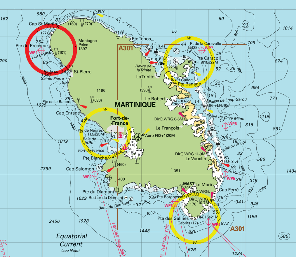 Martinique to Grenada Chart Blanket (St. Lucia, Barbados, Saint Vincent &amp; the Grenadines)