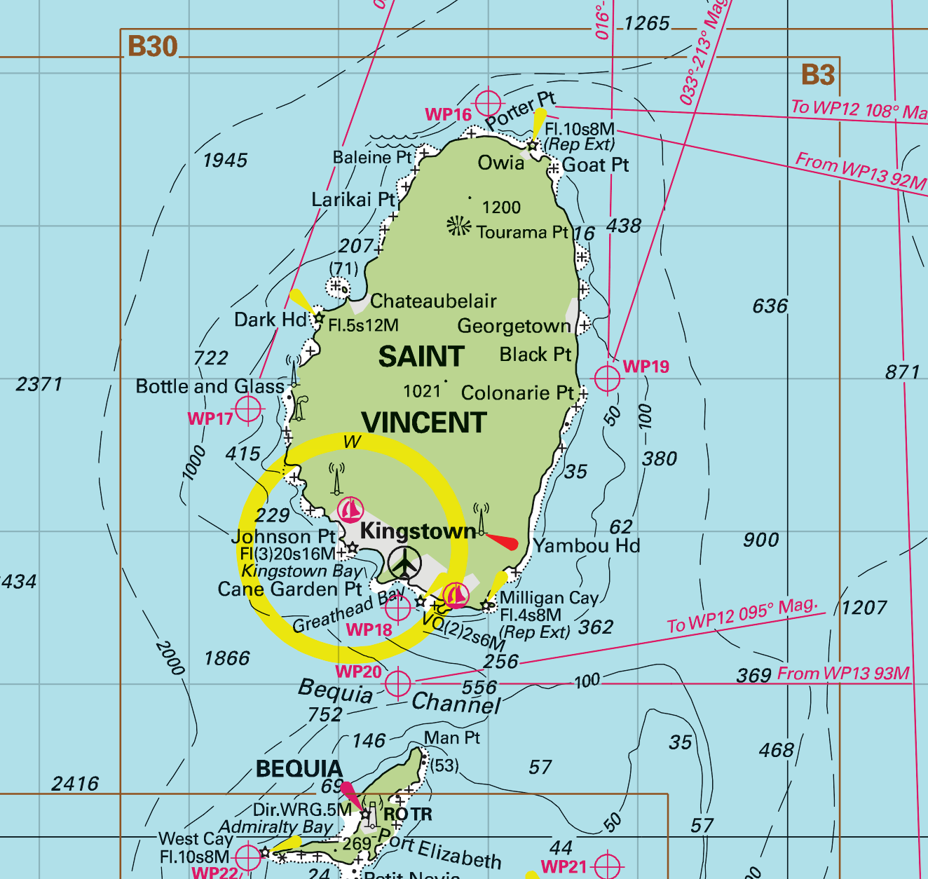Martinique to Grenada Chart Blanket (St. Lucia, Barbados, Saint Vincent &amp; the Grenadines)