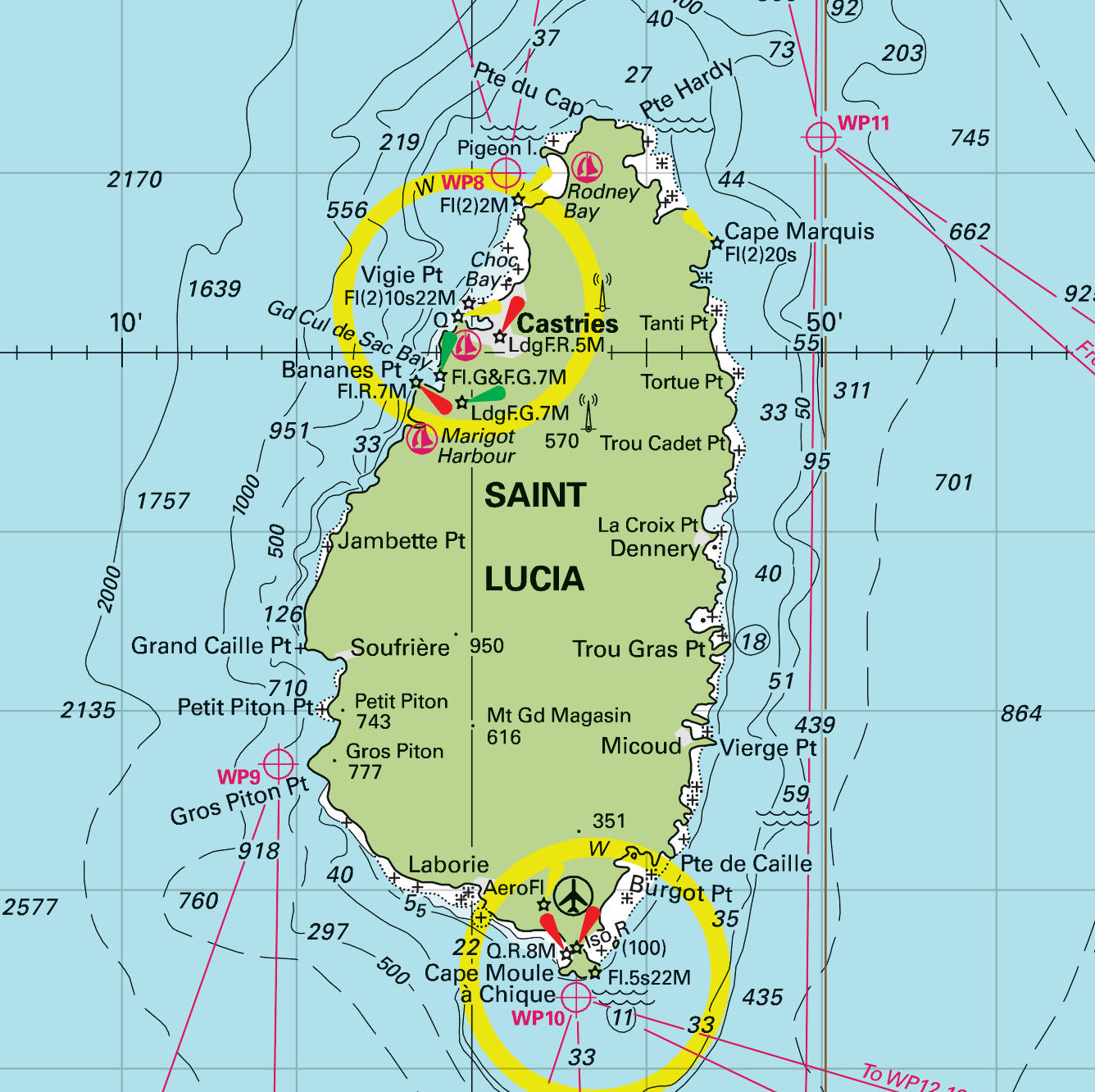 Martinique to Grenada Chart Blanket (St. Lucia, Barbados, Saint Vincent &amp; the Grenadines)