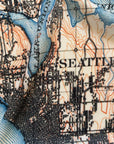 Seattle, WA Puget Sound, Vintage Map Scarf