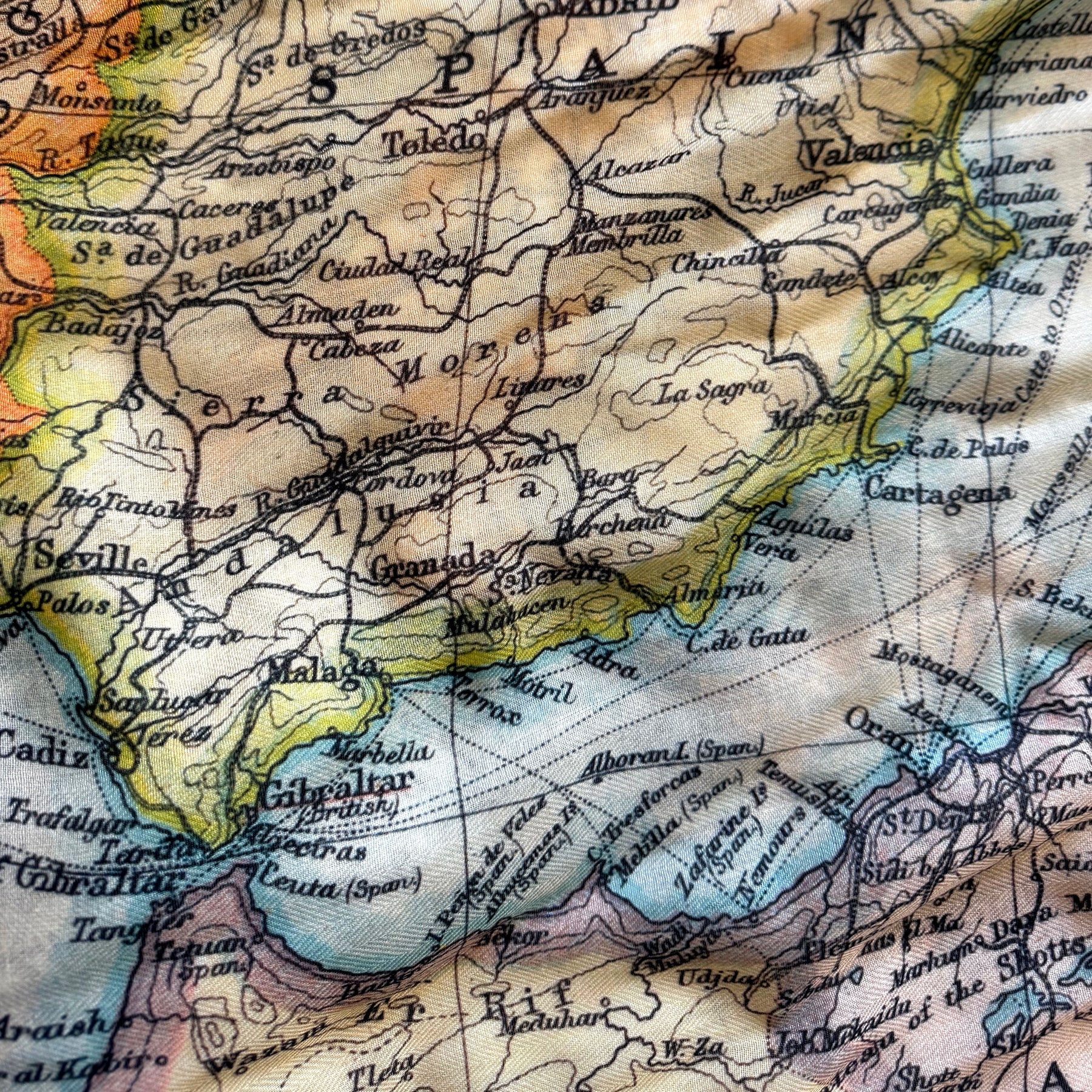 Mediterranean Sea Vintage Map, c. 1900 Scarf