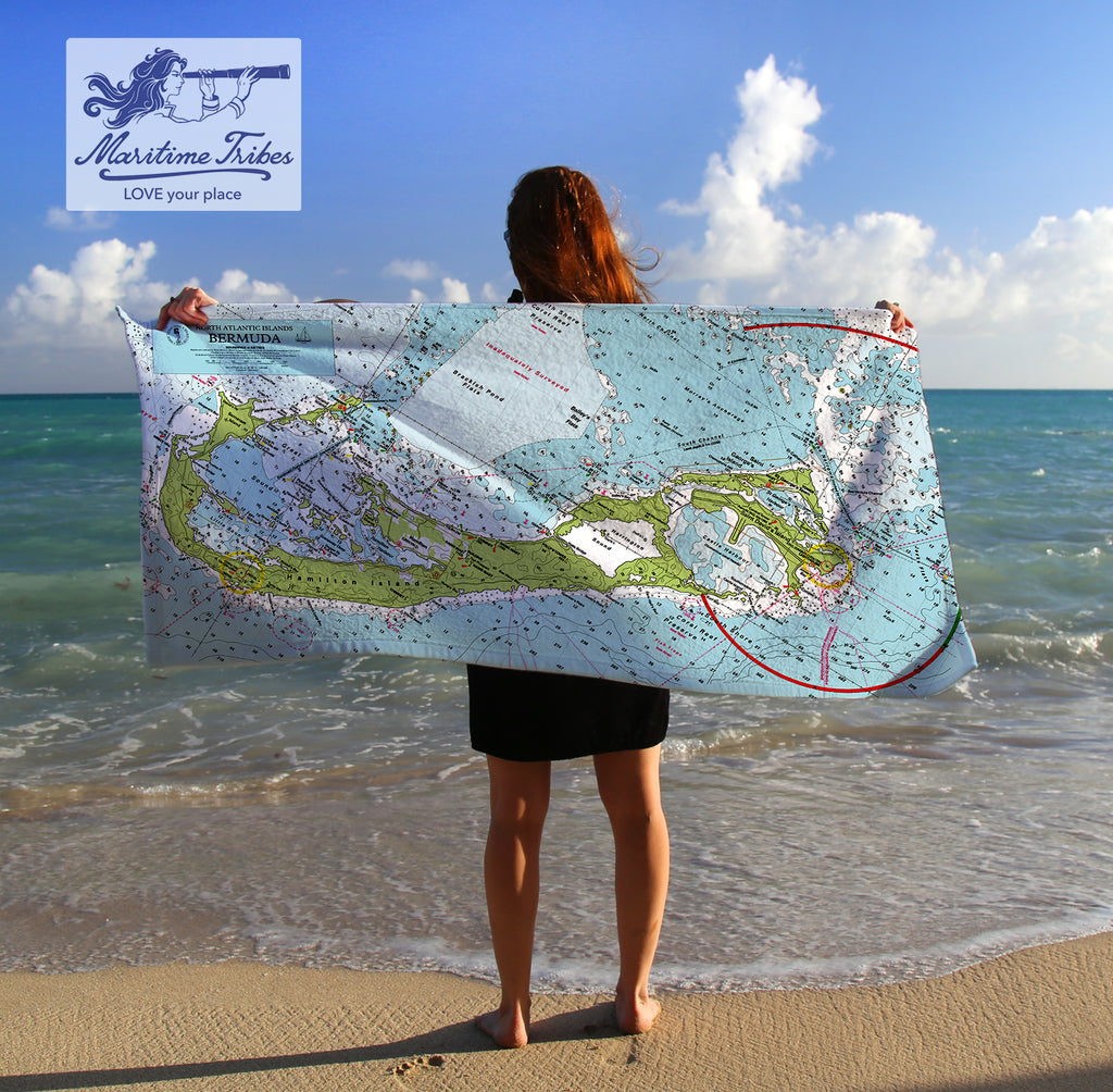 Bermuda Nautical Chart Quick Dry Towel