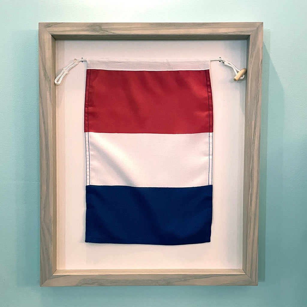 "T" Nautical Flag in Glass-Free Shadow Box Frame