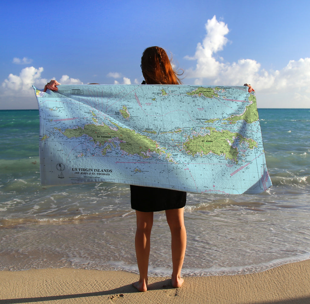 US Virgin Islands Imray Chart Towel (St. Thomas & St. John, USVI)