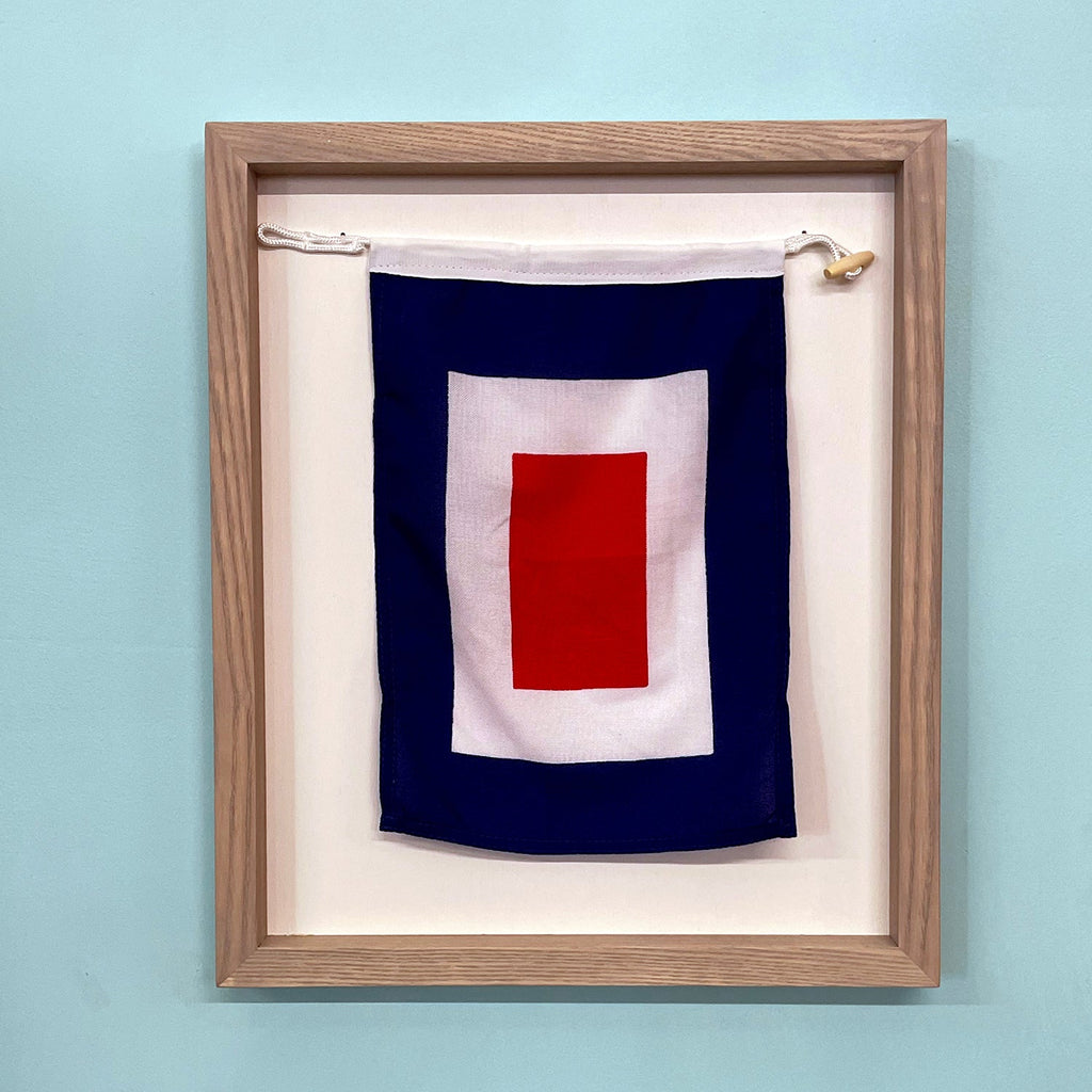 "W" Nautical Flag in Glass-Free Shadow Box Frame
