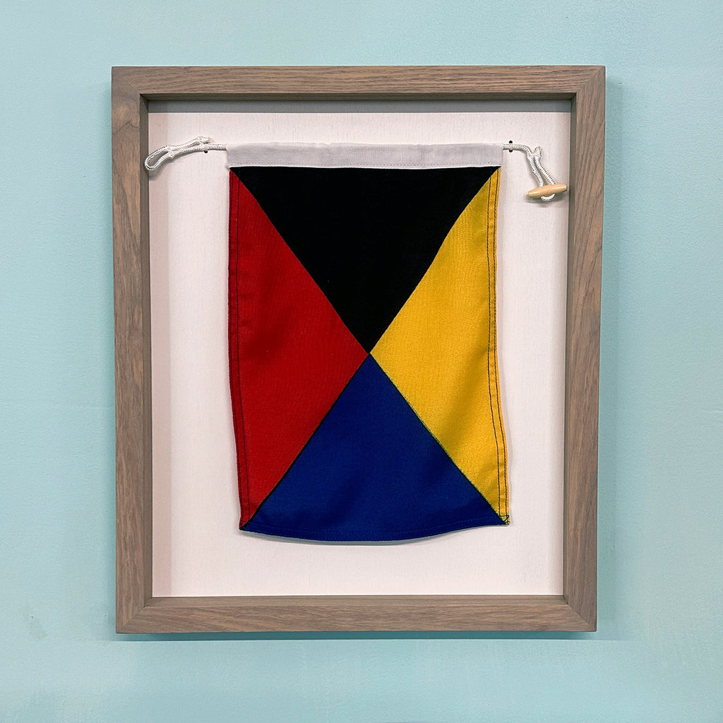 "Z" Nautical Flag in Glass-Free Shadow Box Frame