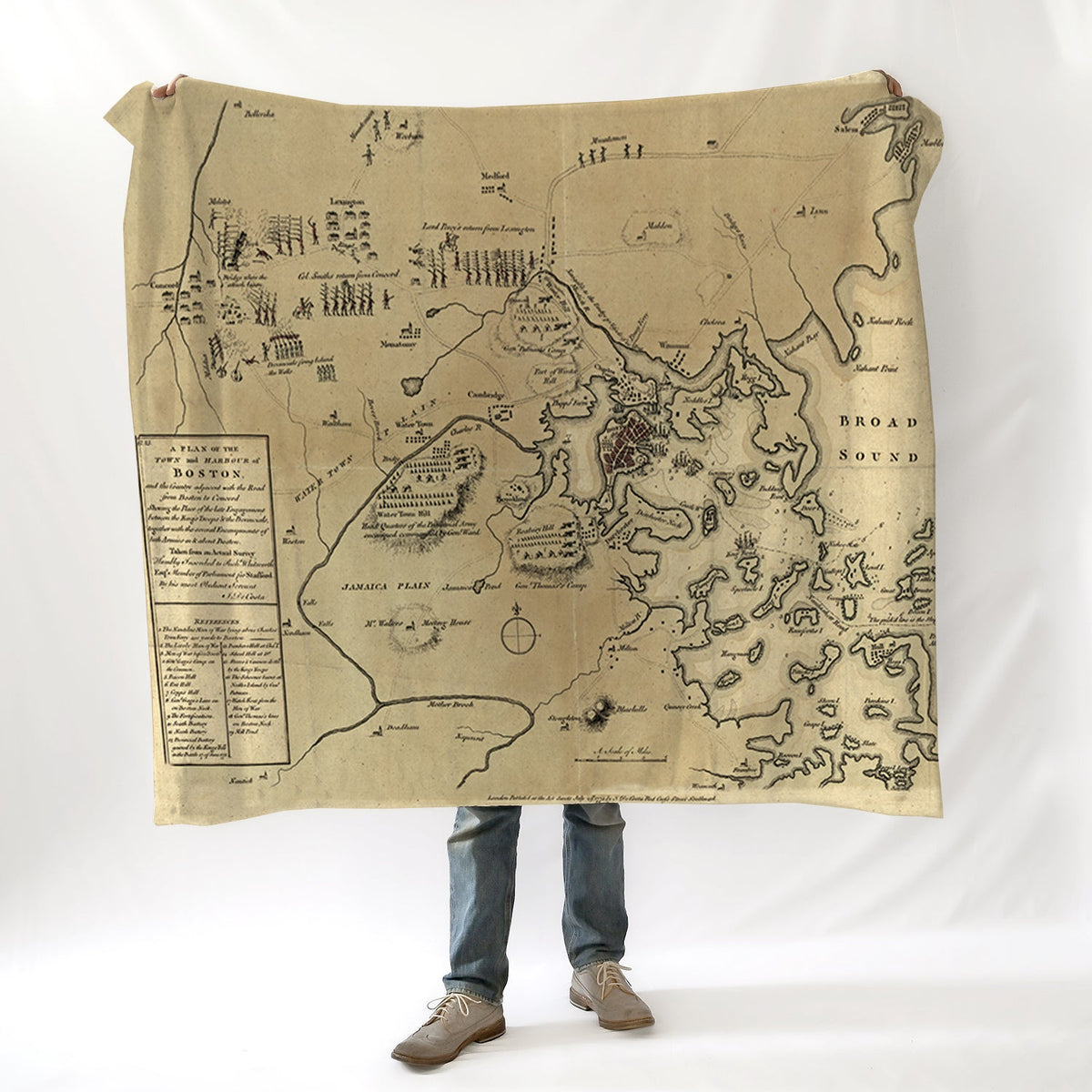 A Plan of the Town and Harbors of Boston c. 1775 Blanket - Maritime Tribes USABlanket